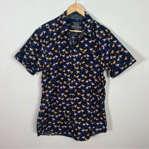 Broken Threads Flamingo Cotton Button Down Short Sleeve Shirt Mens XL Vacation